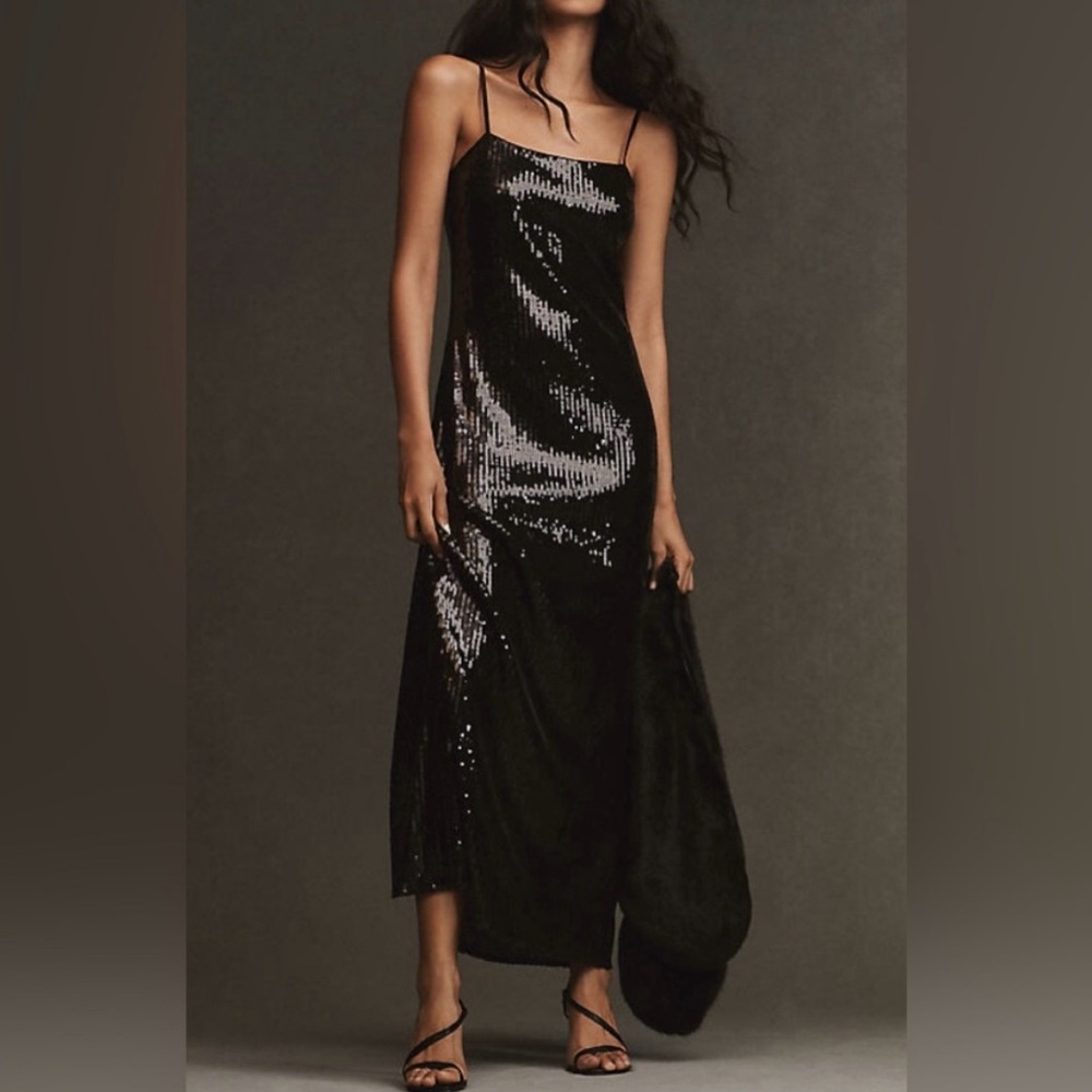 Hutch Lya Black Sequin Slip Dress